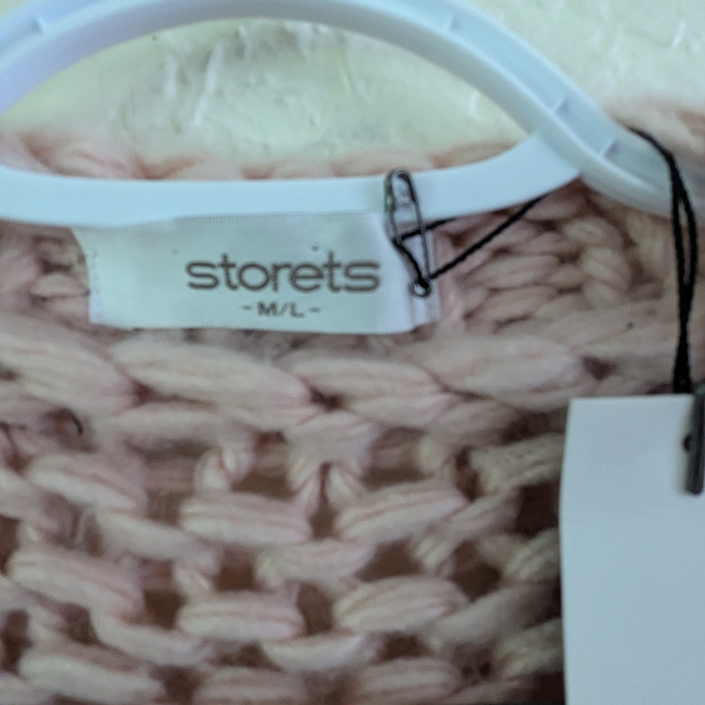 Storets Large Pink Knit Sweater Super Seventies Fairy Puffy Sleeves